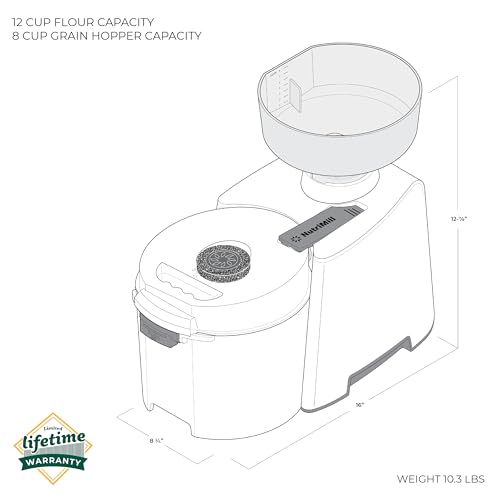 NutriMill Impact Compact High Speed Electric Grain Mill for Fresh Flour Wheat Grinder with Stainless Steel Milling Heads