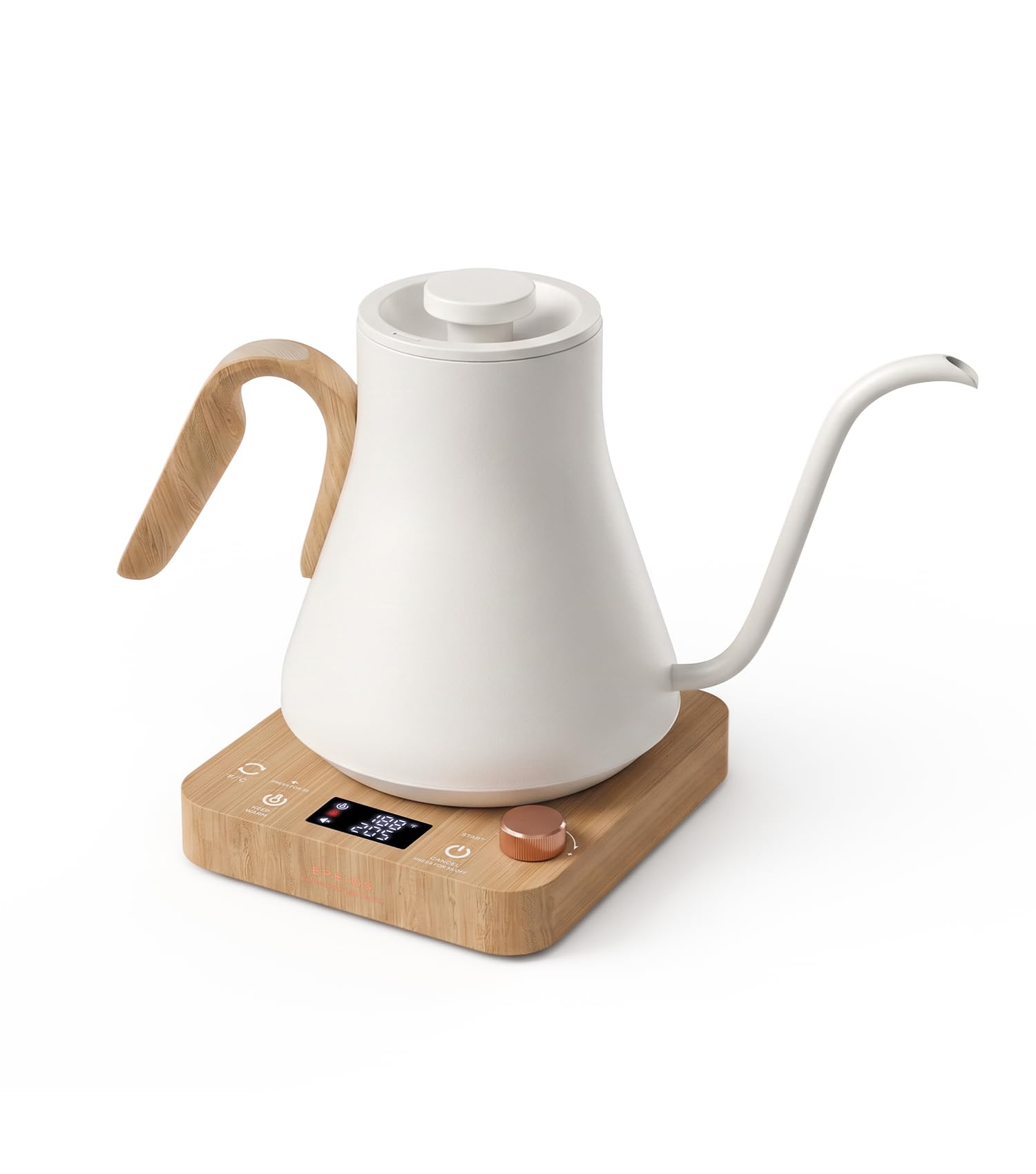 Epeios Electric Kettle, Gooseneck Electric Kettle with ±1°F Temperature Control, 1200W Rapid Heating for Pour Over Coffee & Tea, 304 Stainless Steel Interior, Auto Shut-Off, 0.9L