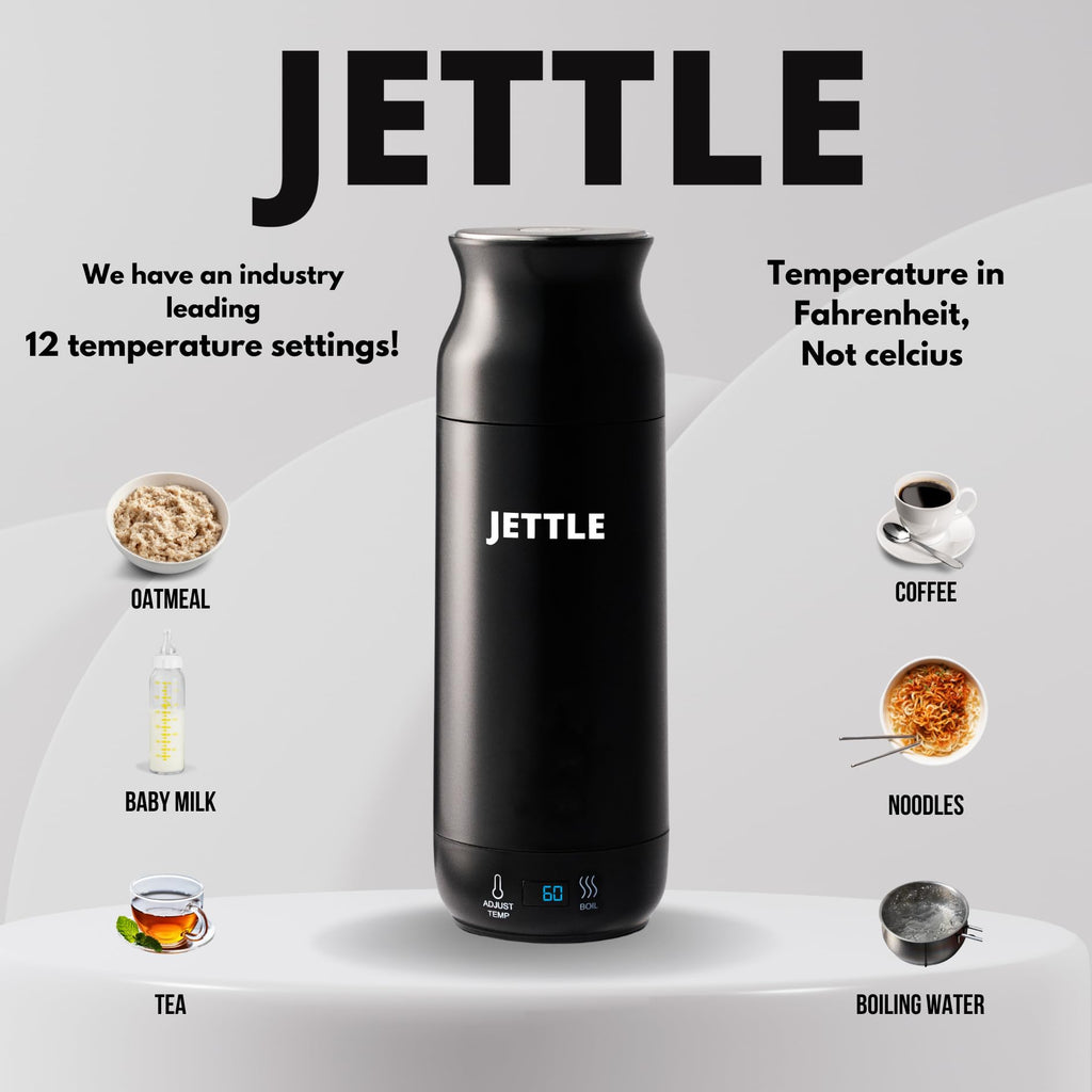 Jettle Electric Kettle - Travel Portable Heater for Coffee Tea Milk Soup - Stainless Steel Travel Water Boiler tea pot with Temperature Control - LED - Automatic Power Off - 450ml - Kitchen Appliance