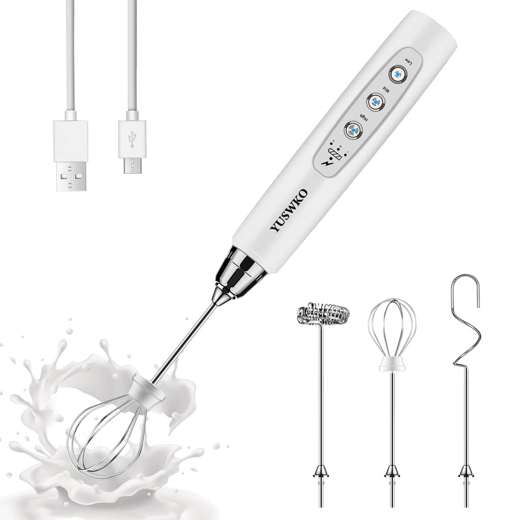 YUSWKO Rechargeable Handheld Milk Frother Wand for Coffee