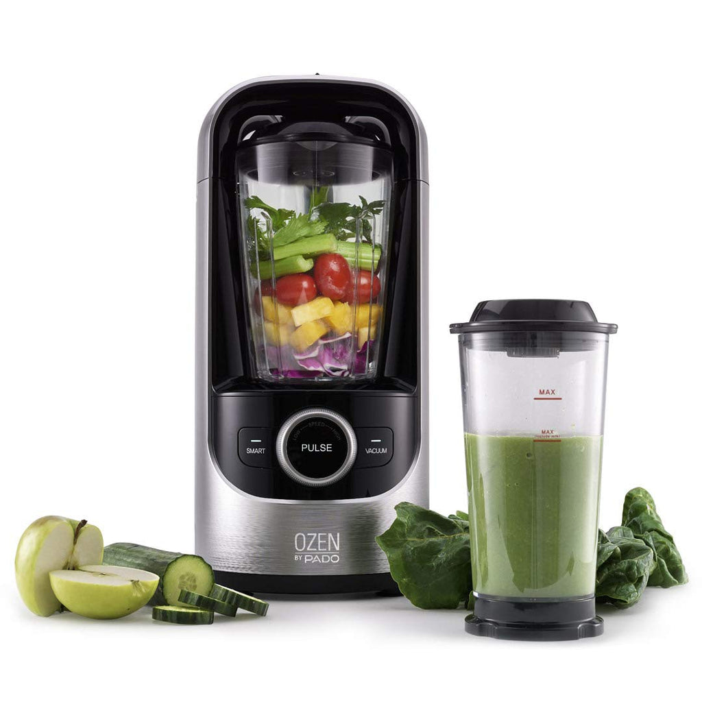 Pado Ozen 500 Vacuum Blender, Countertop Kitchen Blender for Nutrient Dense Smoothie Blends That Don't Separate, Plus Extra Vacuum Storage Container-Silver