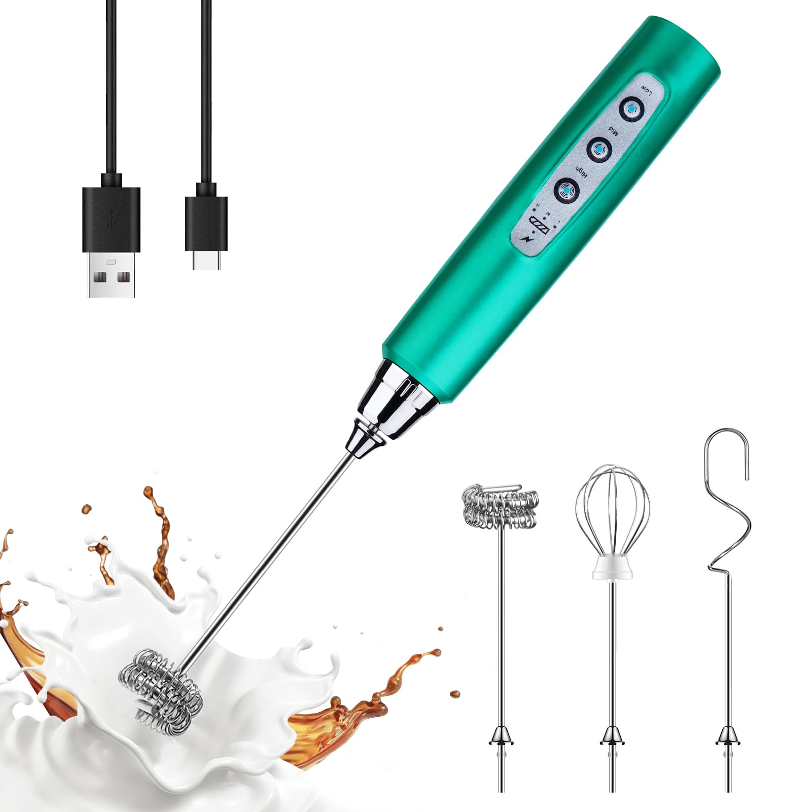 YUSWKO Rechargeable Handheld Milk Frother Wand for Coffee