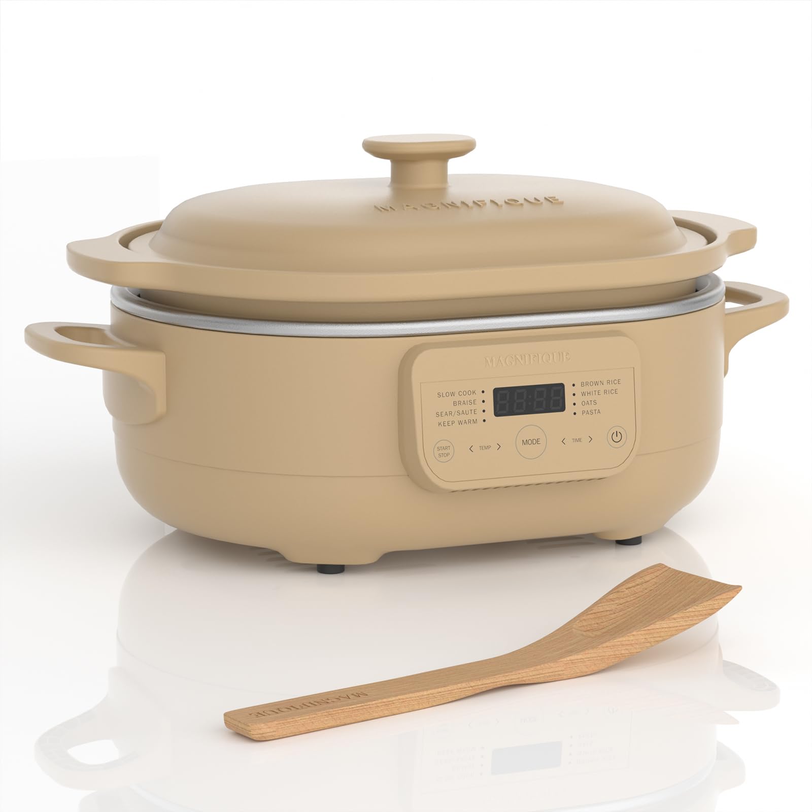 MAGNIFIQUE 4 Quart Claypot Multi-Cooker, with 8-in-1 Casserole Programmable Slow Cooker