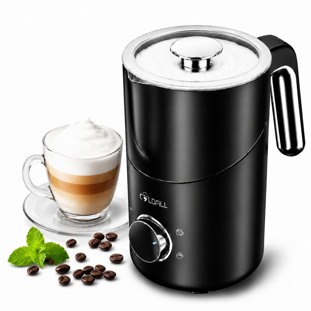 COLDFILL 8-in-1 Milk Frother, 21.16oz/600ml Automatic Milk Frother and Steamer, Electric Hot & Cold Foam Maker, Ergonomic Grip Detachable Frother for Coffee