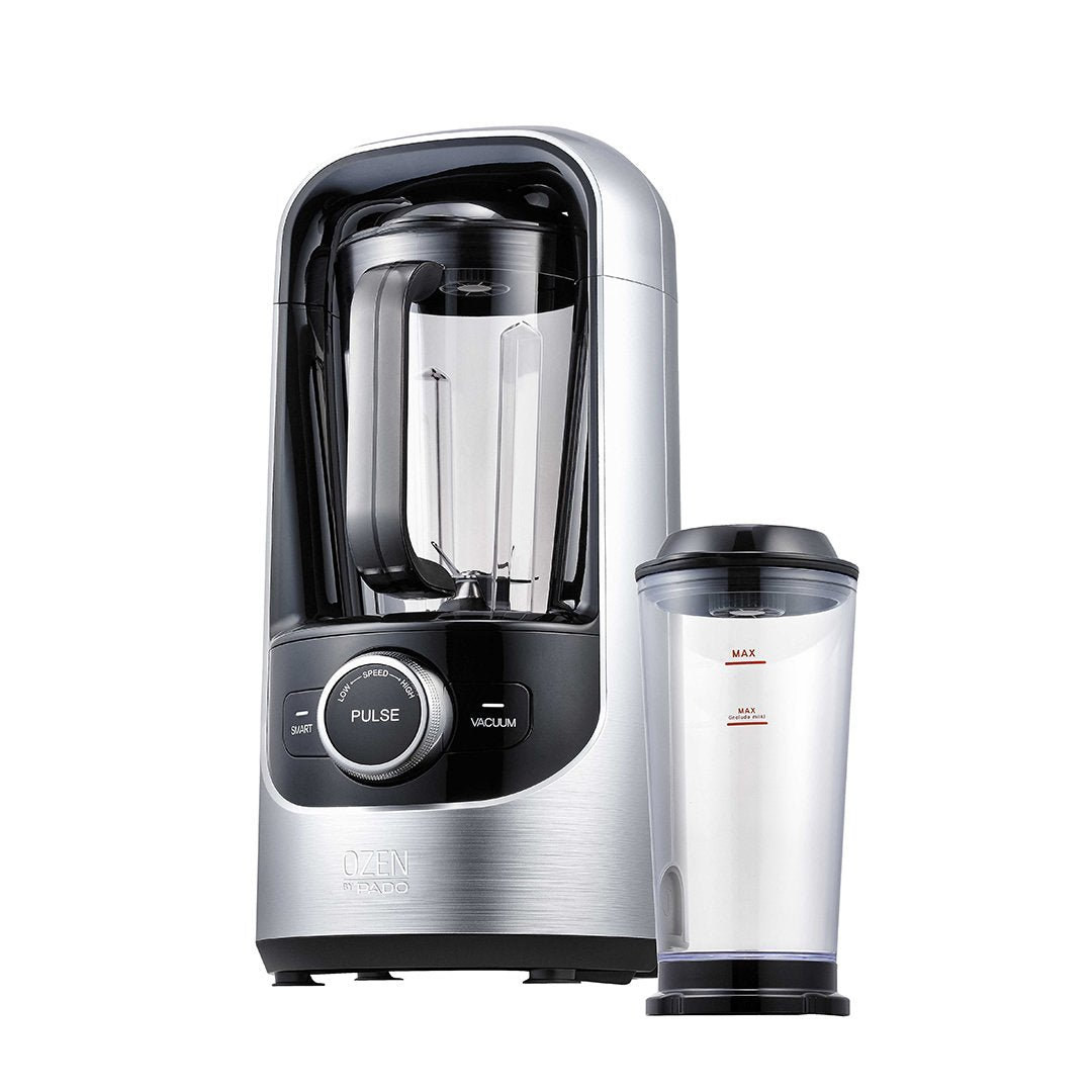 Pado Ozen 500 Vacuum Blender, Countertop Kitchen Blender for Nutrient Dense Smoothie Blends That Don't Separate, Plus Extra Vacuum Storage Container-Silver