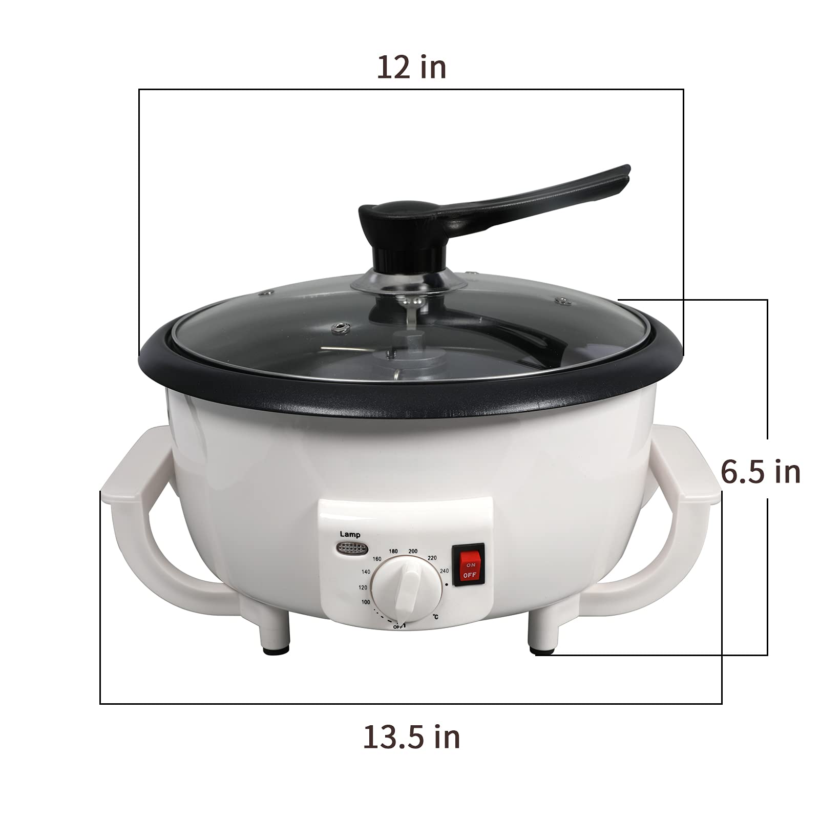 DIYAREA Coffee Roaster Machine for Home Use, 800g Capacity Electric Coffee Bean Roaster Machine with Timer 0-240℃ Non-Stick for Cafe Shop, Nut, Peanut, Black Bean, Soybeans 110V 1200W