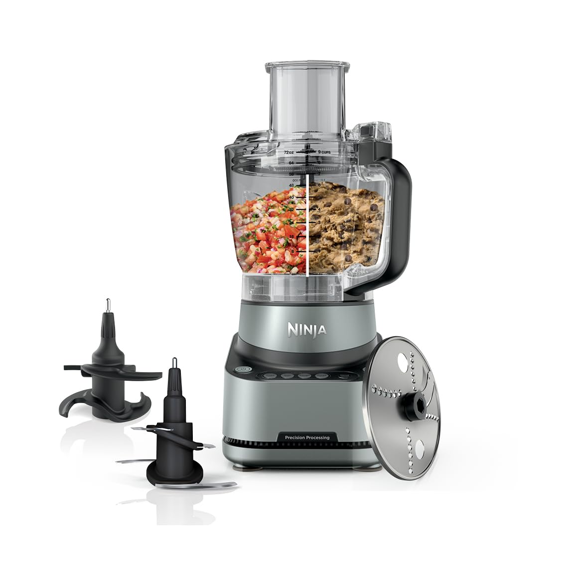 Ninja Food Processor, Professional Plus,4 Functions for Chopping, Slicing, Purees & Dough with 9-Cup Processor Bowl, Food Chute & Pusher
