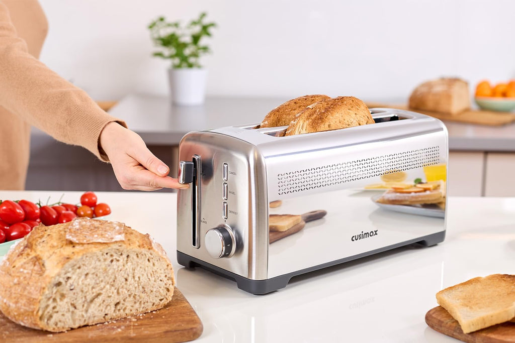 CUSIMAX 4-Slice Long-Slot Stainless Steel Toaster