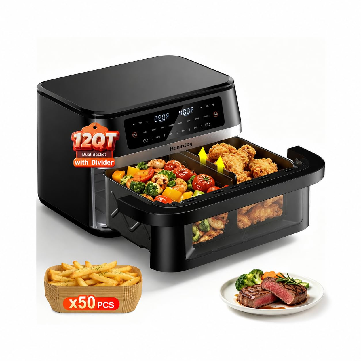 HoninJoy Large Dual Basket Air Fryer
