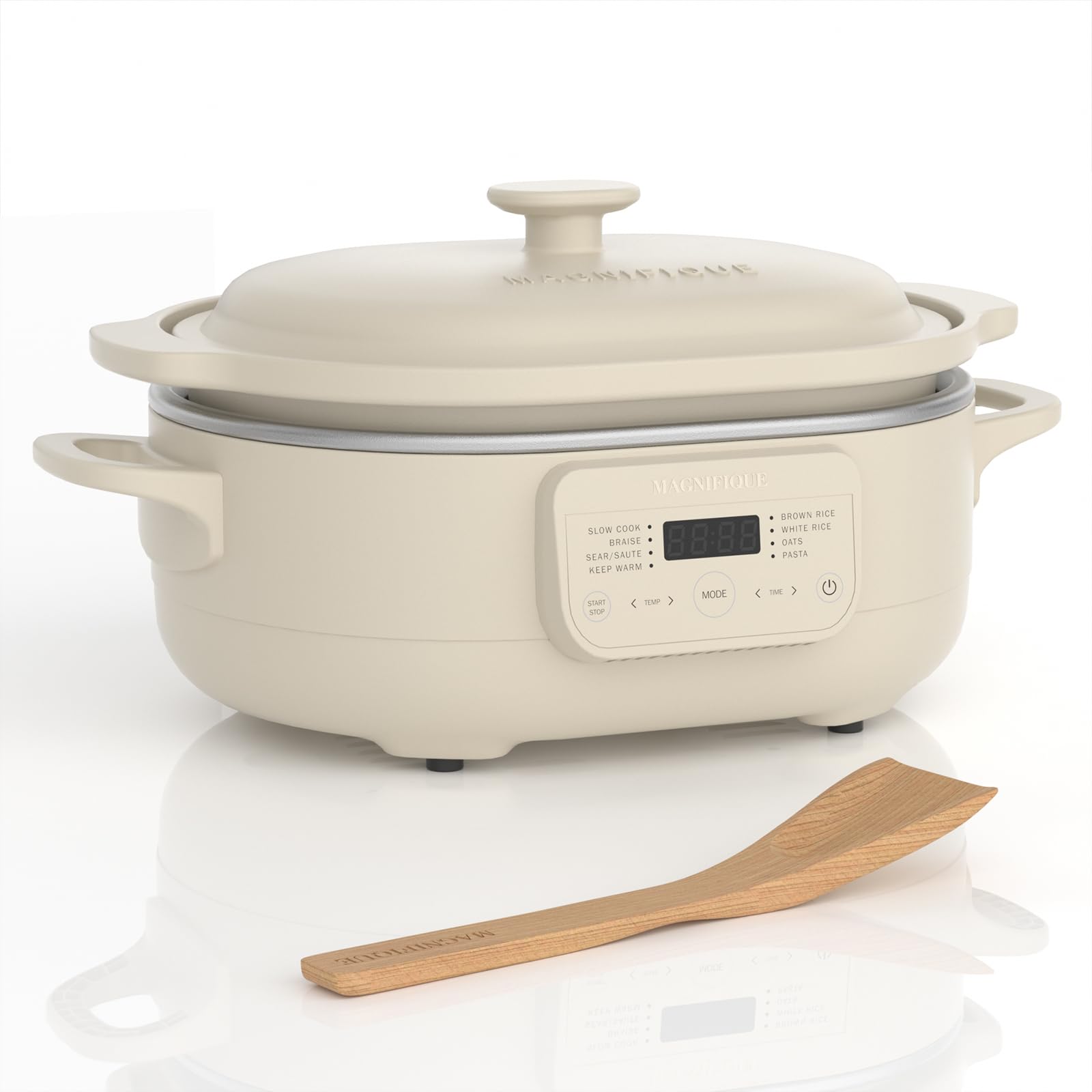 MAGNIFIQUE 4 Quart Claypot Multi-Cooker, with 8-in-1 Casserole Programmable Slow Cooker