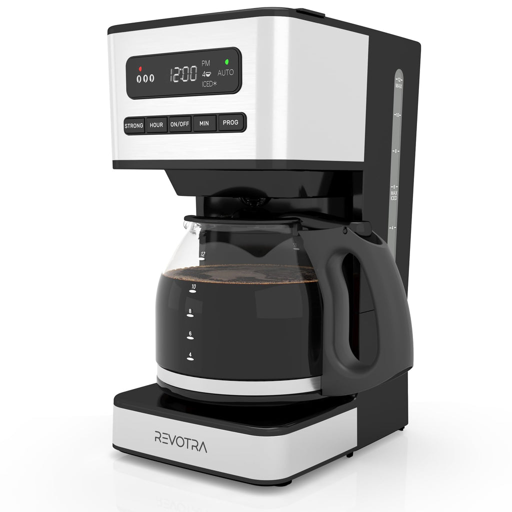 REVOTRA 12 Cup Programmable Coffee Maker, Hot and Iced Drip Coffee Makers