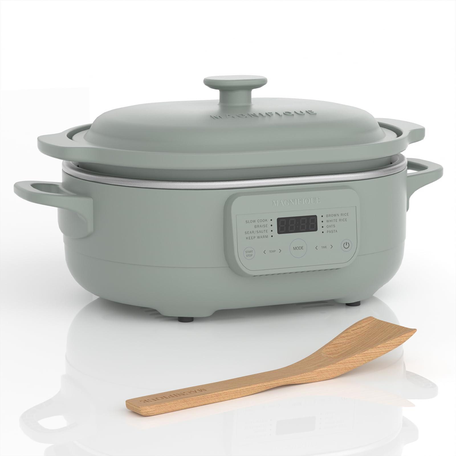 MAGNIFIQUE 4 Quart Claypot Multi-Cooker, with 8-in-1 Casserole Programmable Slow Cooker