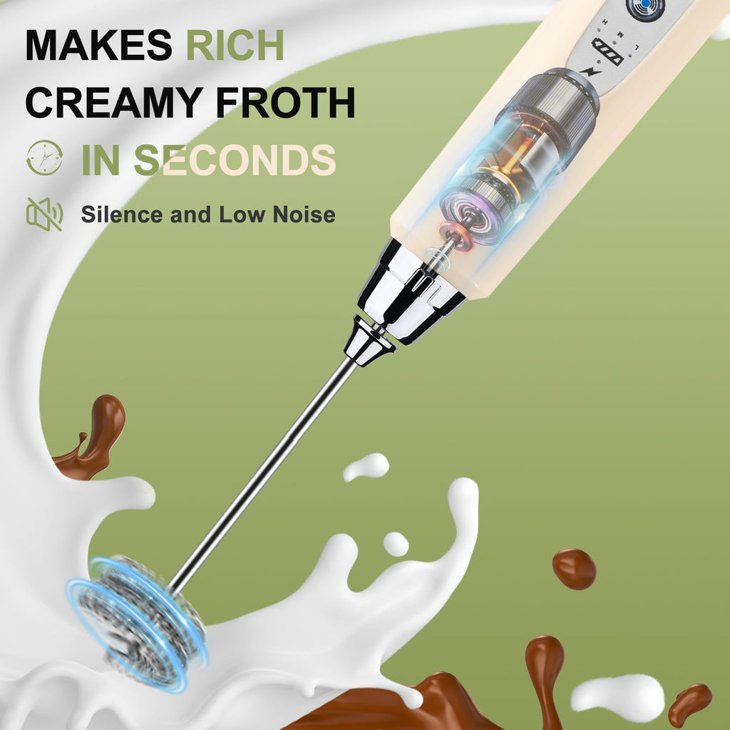 YUSWKO Rechargeable Handheld Milk Frother Wand for Coffee