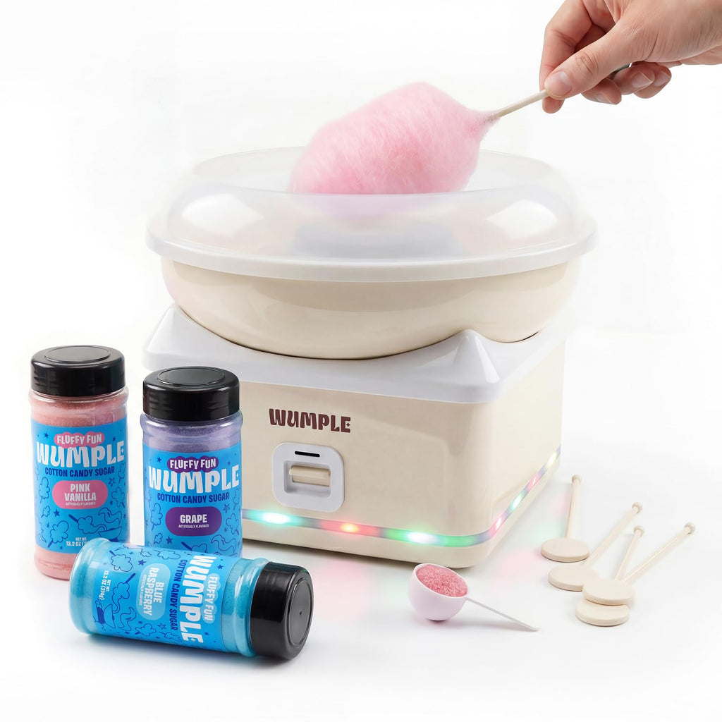 Wumple Kids Cotton Candy Maker with LED Lights, 3 Flavors