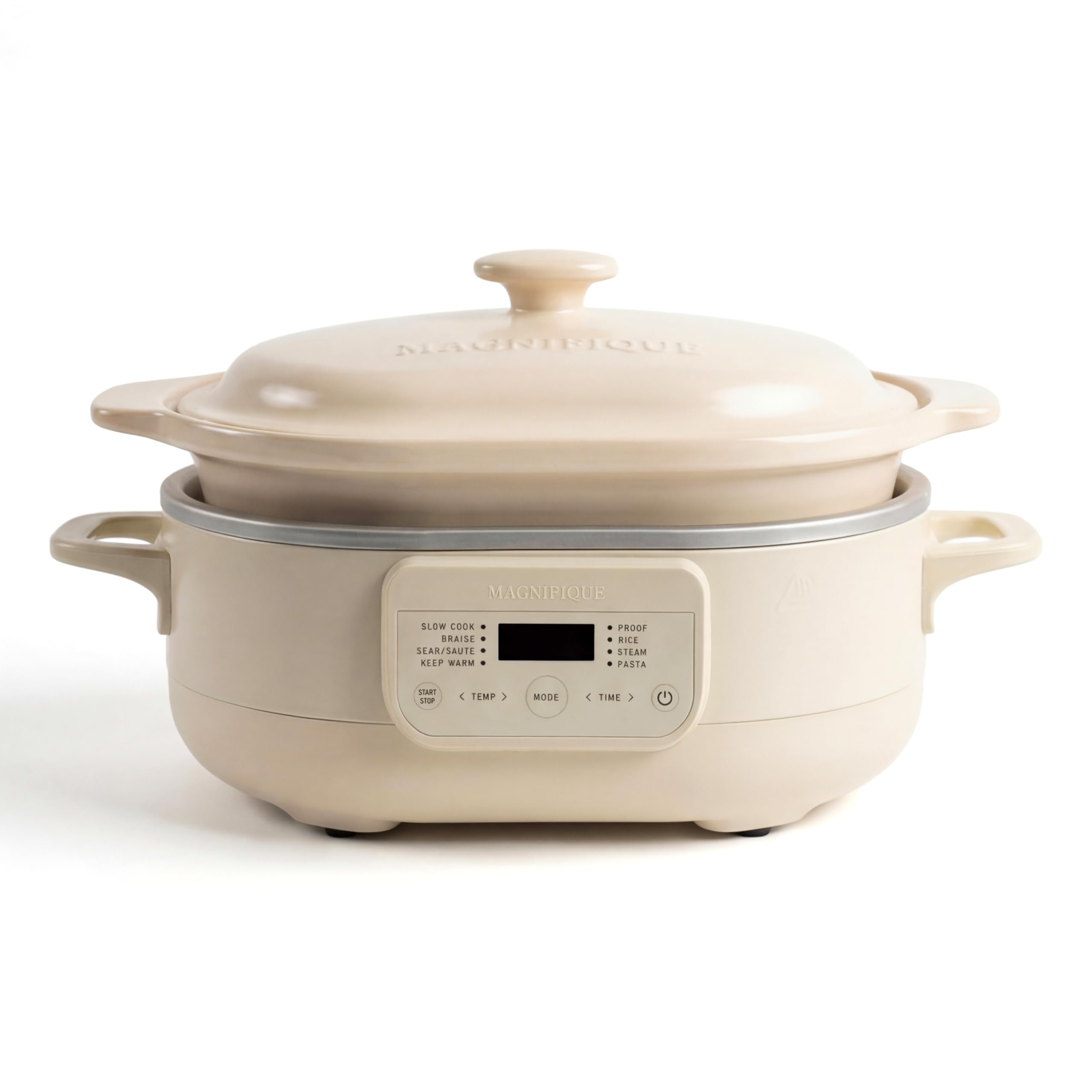 MAGNIFIQUE 4 Quart Claypot Multi-Cooker, with 8-in-1 Casserole Programmable Slow Cooker