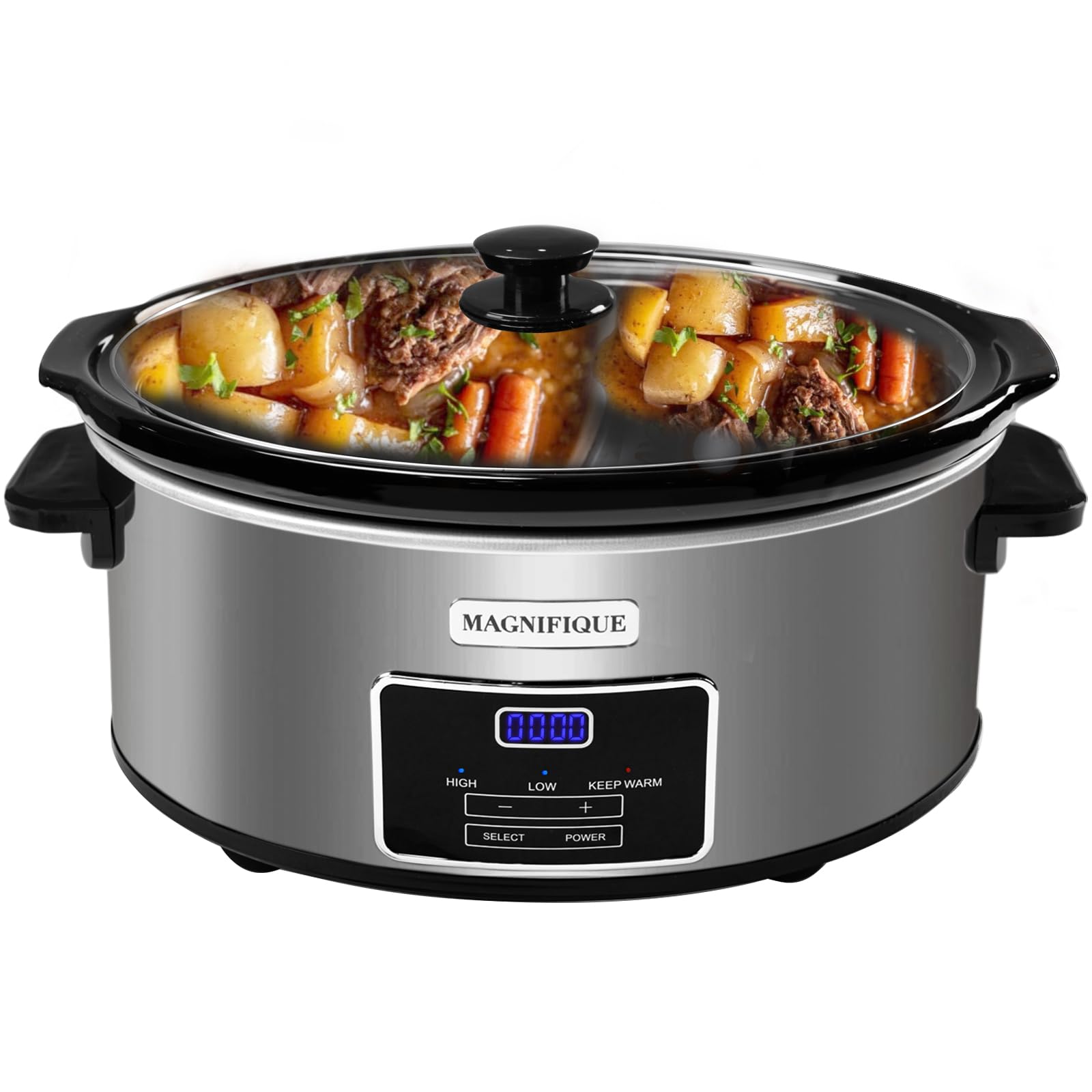 MAGNIFIQUE 4 Quart Claypot Multi-Cooker, with 8-in-1 Casserole Programmable Slow Cooker