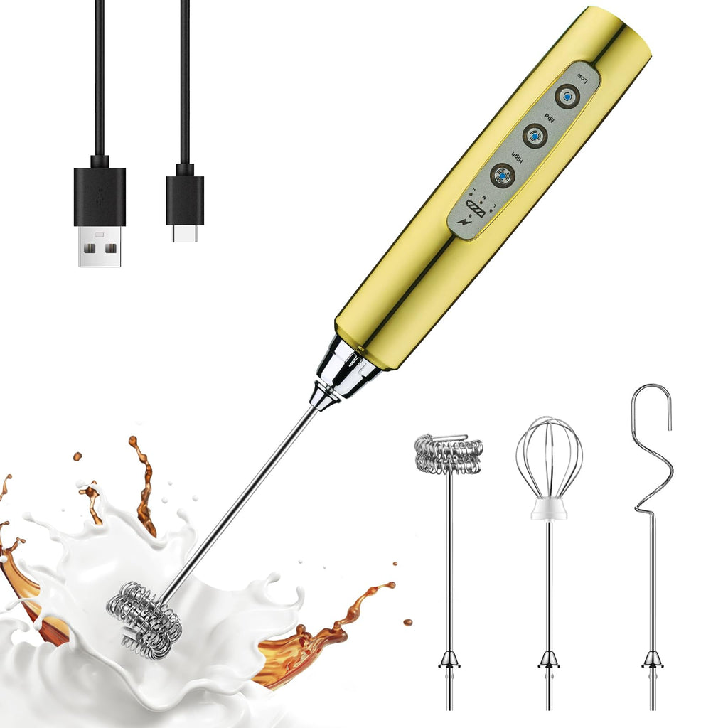 YUSWKO Rechargeable Handheld Milk Frother Wand for Coffee