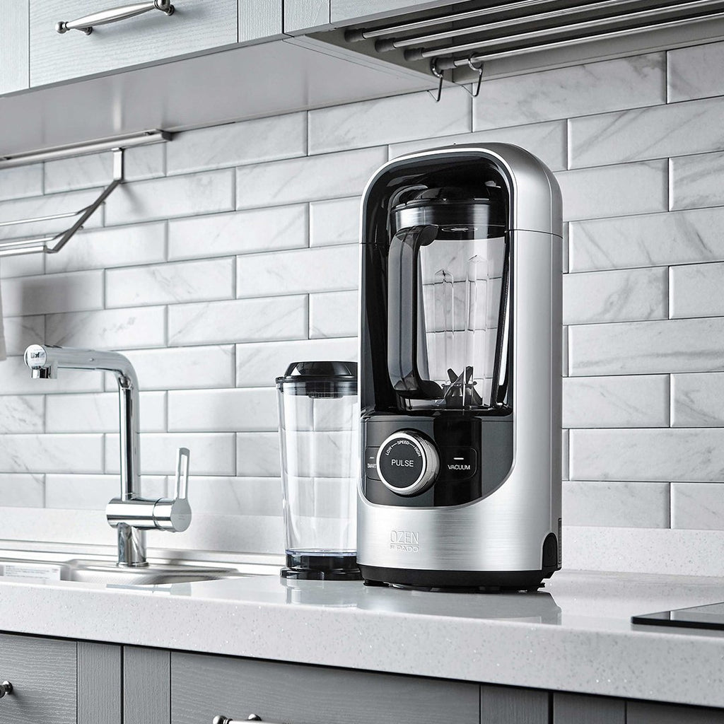 Pado Ozen 500 Vacuum Blender, Countertop Kitchen Blender for Nutrient Dense Smoothie Blends That Don't Separate, Plus Extra Vacuum Storage Container-Silver