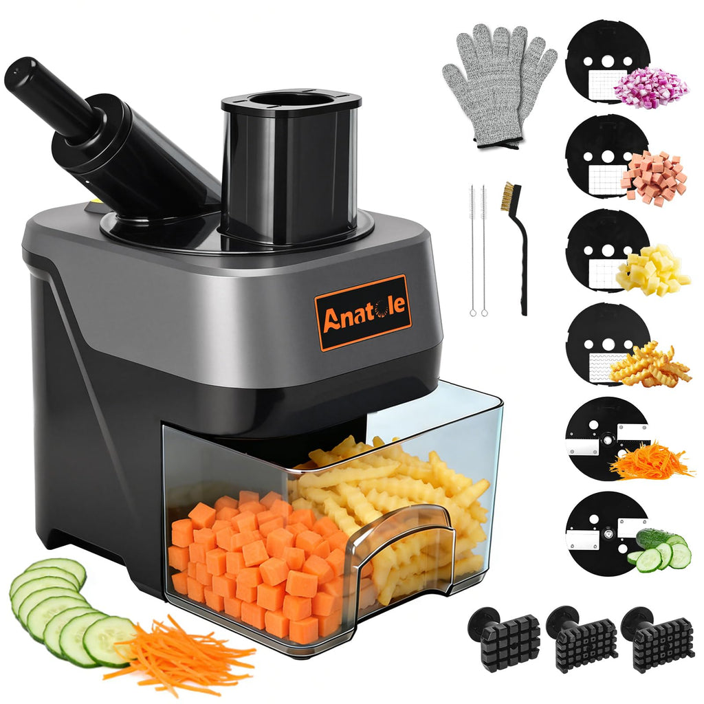 Anatole 6-In-1 Electric Commercial Food Processor Vegetable Chopper Dicer
