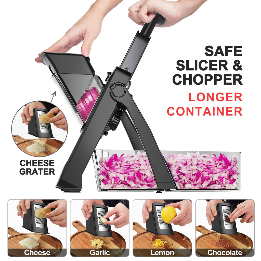 SupMaKin Safe Mandoline Slicer for Kitchen,Pptato Slicer, Vegetable Onion Chopper, French Fry Cutter, Adjustable Thickness, Julienne & Dicer Salad Chopping Artifact