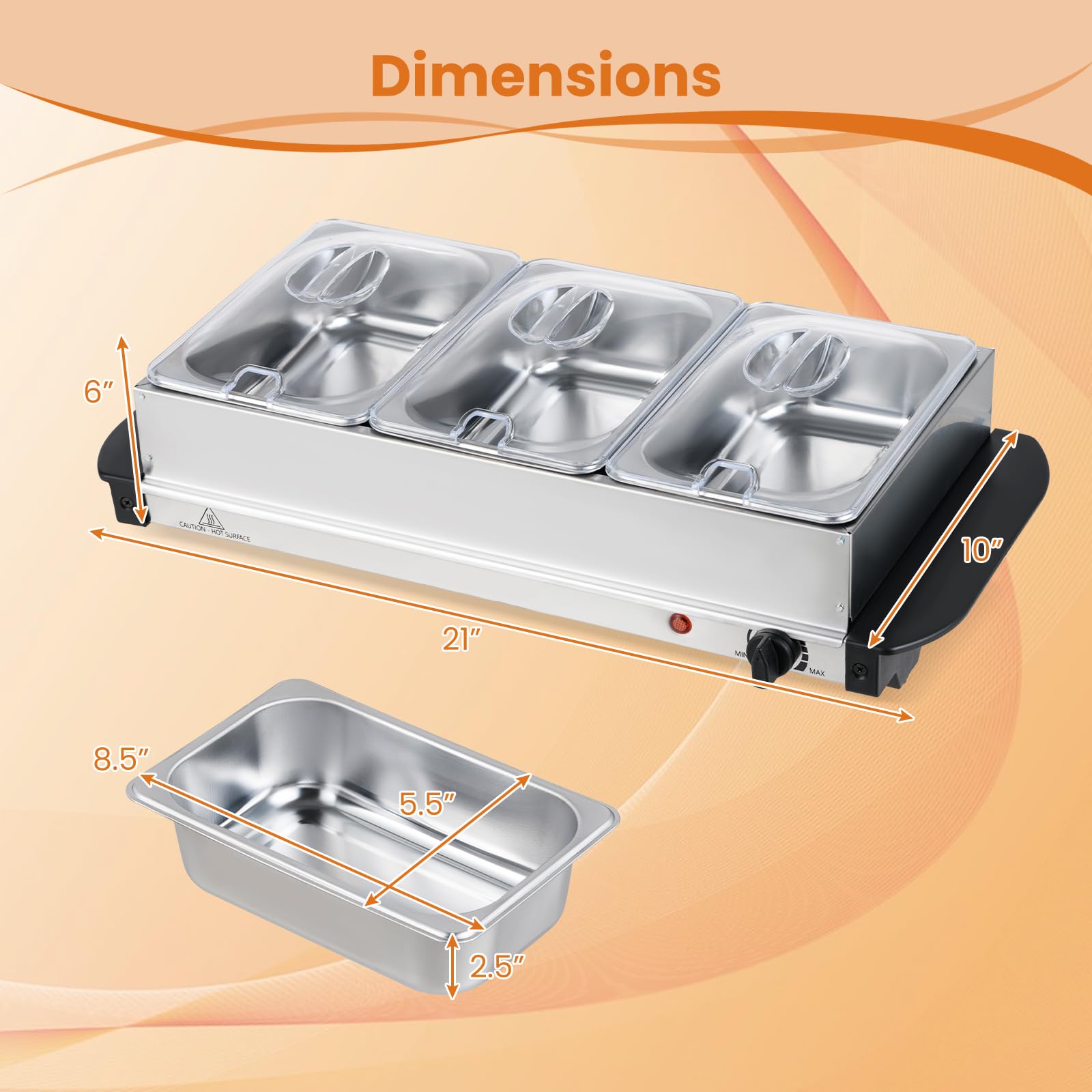 Giantex 3-Pan Electric Buffet Server and Food Warmer