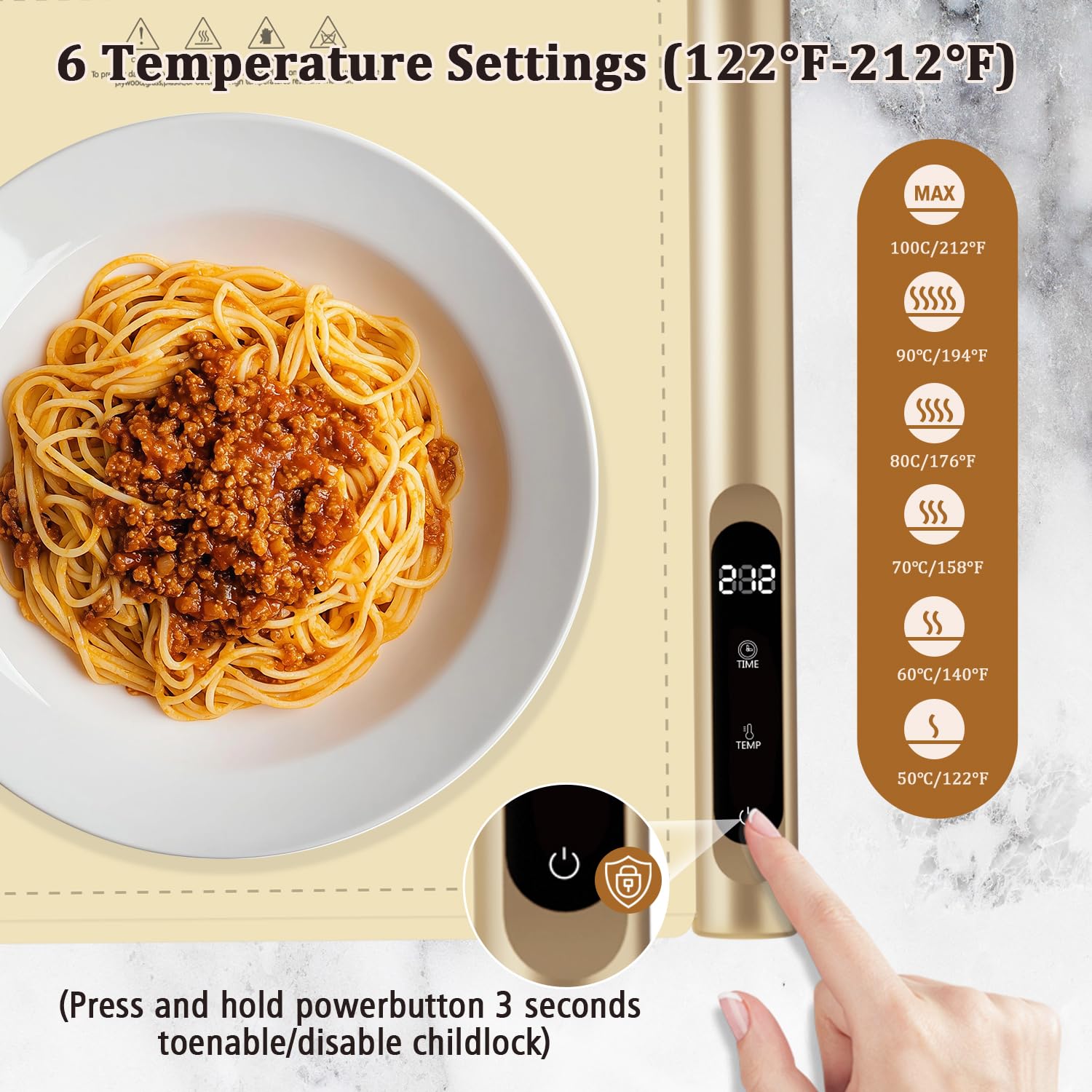 Newise Graphene Electric Food Warming Mat with 6 Heat Settings