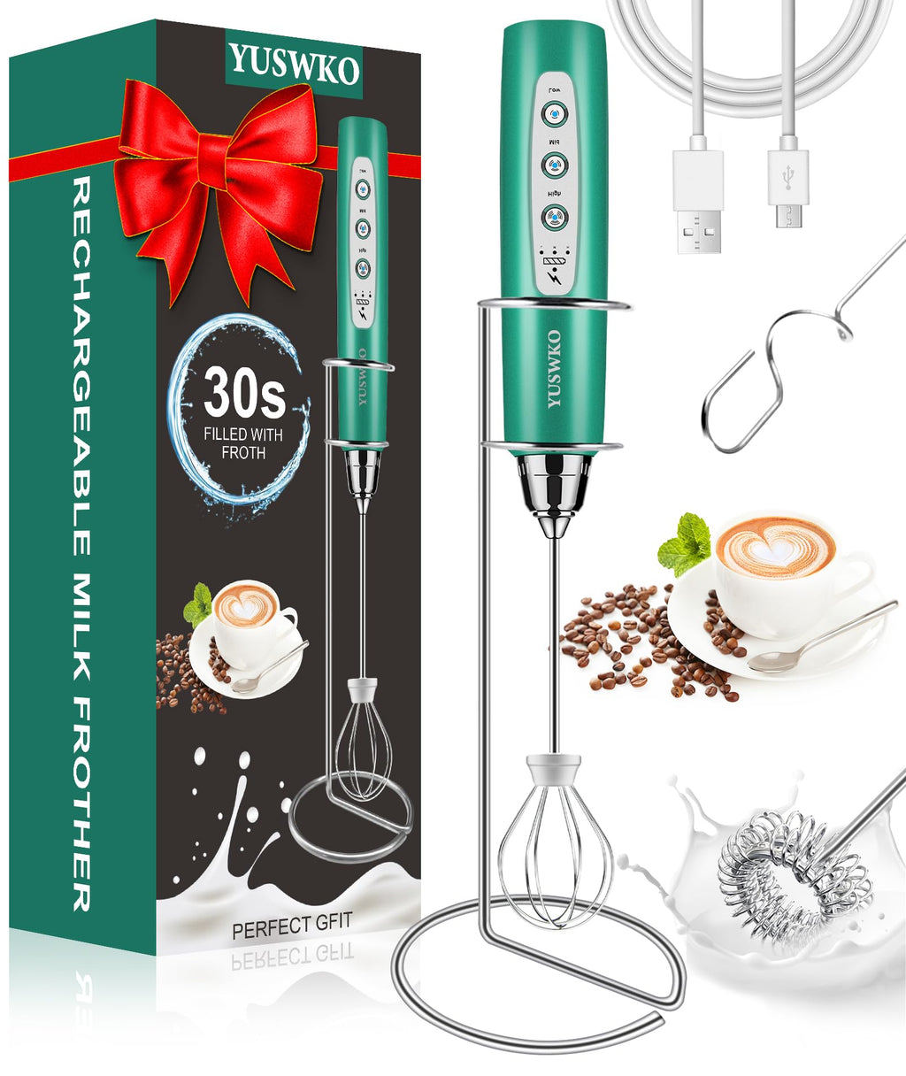 YUSWKO Rechargeable Handheld Milk Frother Wand for Coffee