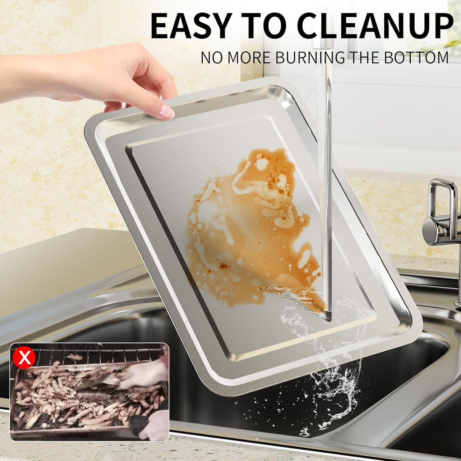 Oven Air Fryer Basket and Tray, OPENICE Stainless Steel Air Fryer Basket for Oven, Air Fryer Tray and Pan Set for Crisping Baking