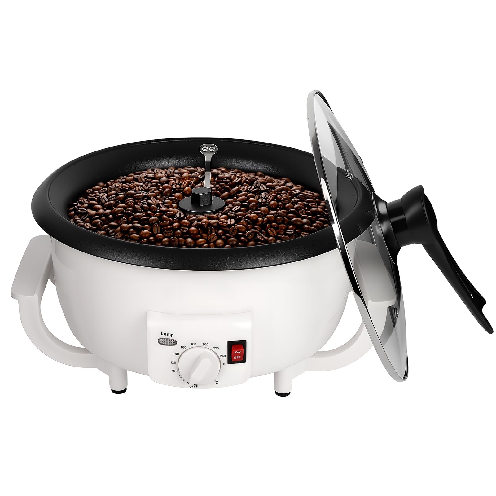 DIYAREA Coffee Roaster Machine for Home Use, 800g Capacity Electric Coffee Bean Roaster Machine with Timer 0-240℃ Non-Stick for Cafe Shop, Nut, Peanut, Black Bean, Soybeans 110V 1200W