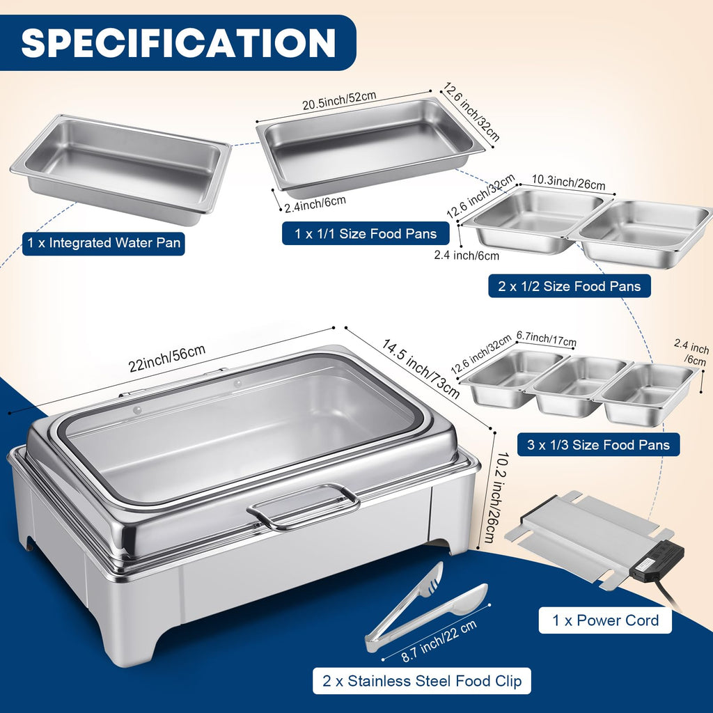 Electric Stainless Steel Chafing Dish Buffet Server Set