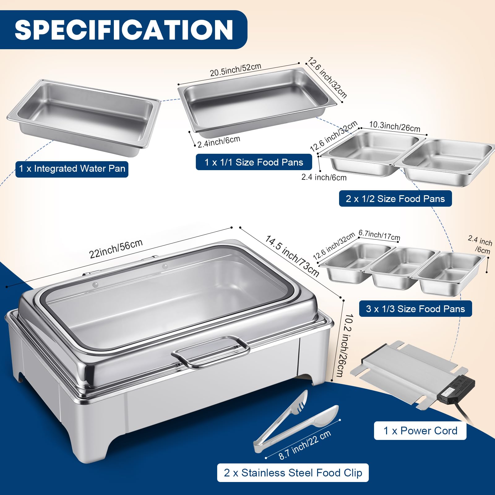 Electric Stainless Steel Chafing Dish Buffet Server Set