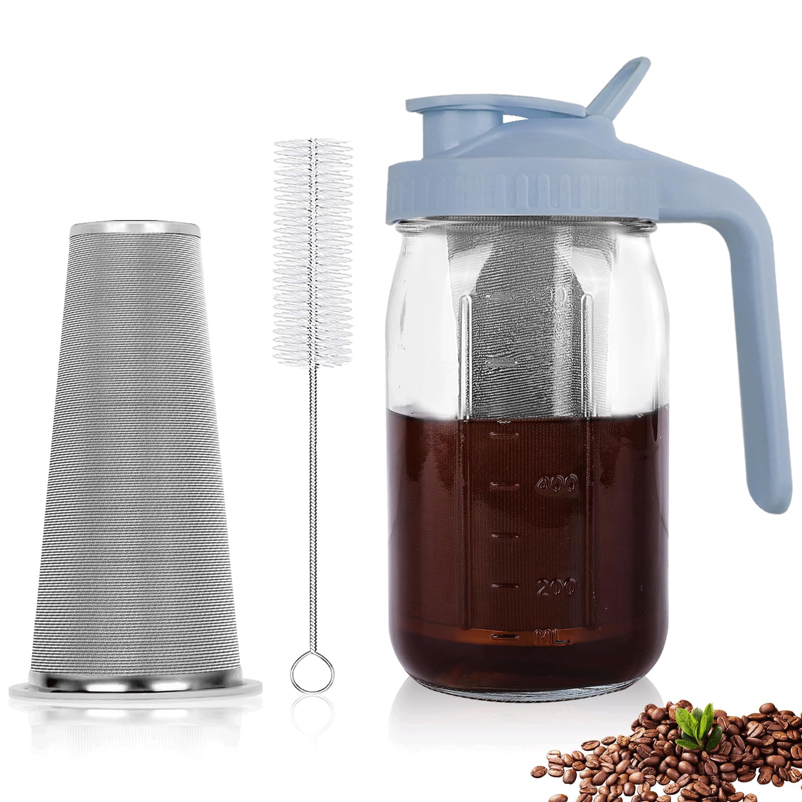 QHH 64-Oz Cold Brew Coffee Maker with Stainless Steel Filter