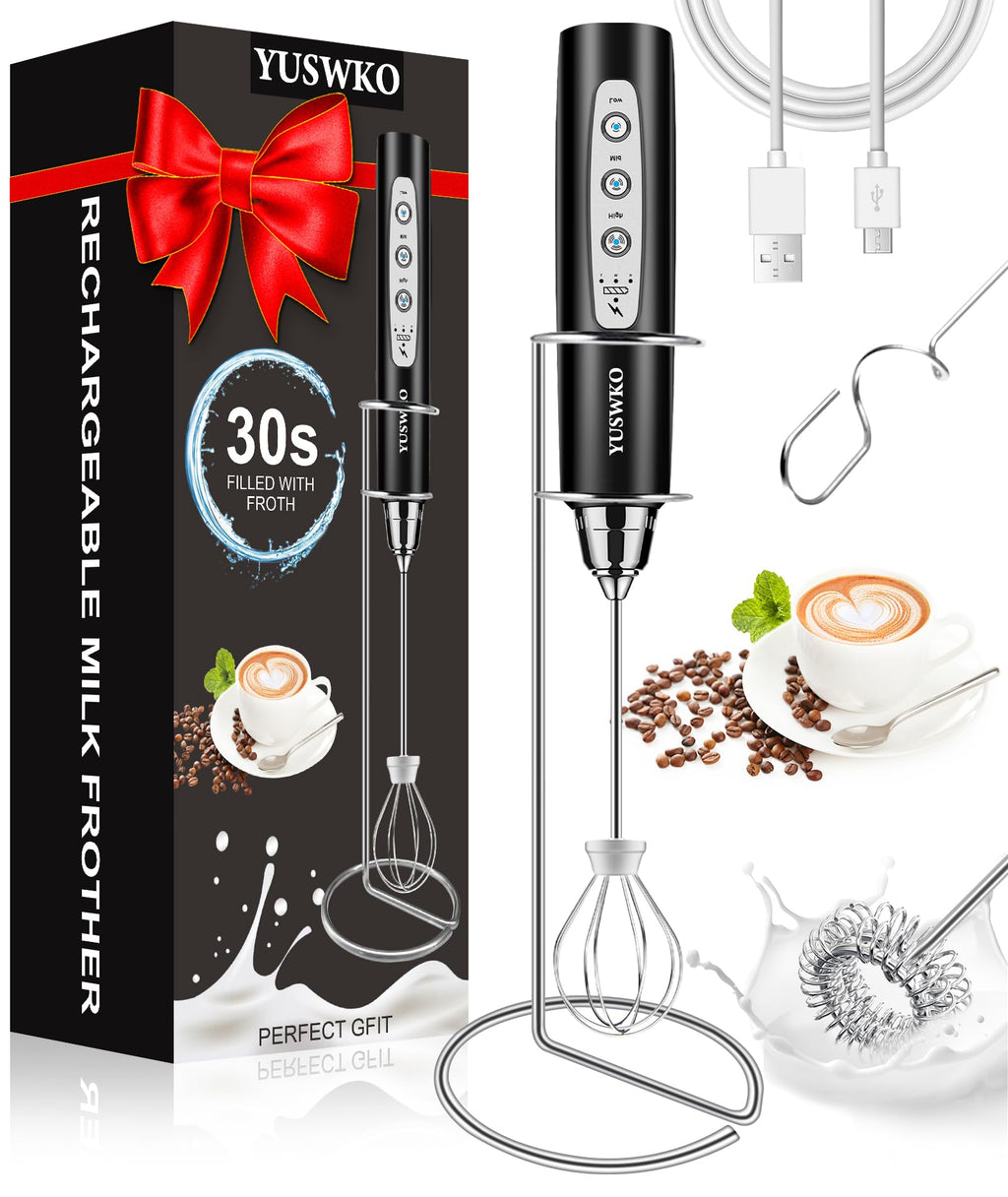 YUSWKO Rechargeable Handheld Milk Frother Wand for Coffee