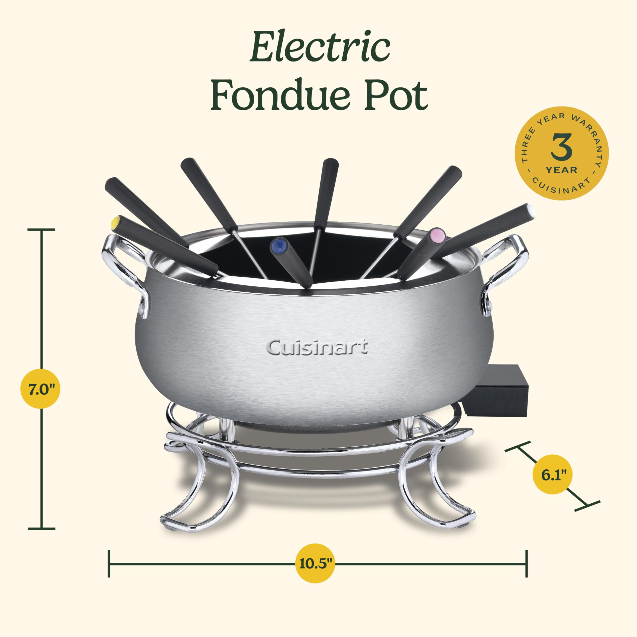Cuisinart 3-Quart Stainless Steel Electric Fondue Pot