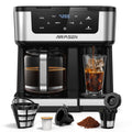 AIRMSEN 12-Cup Programmable Dual Coffee Maker – Single Serve Machine for K-Cup Pods & Ground, 1000W Fast Brew, Delay Start, 2H Keep Warm, Touchscreen, 60oz Tank, Glass Carafe – Home & Office