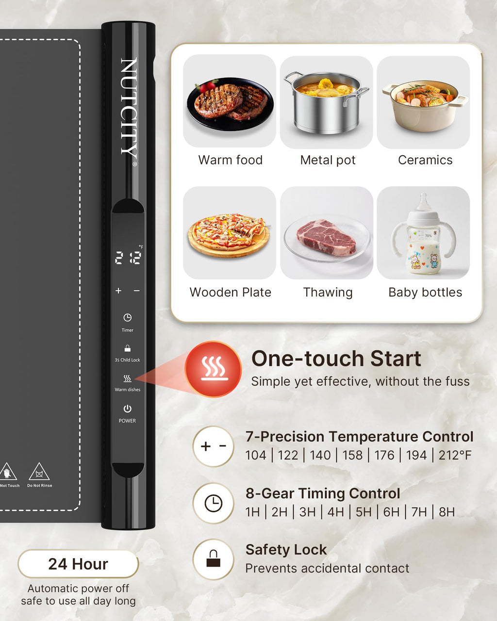 NUTCITY Extra-Large Electric Food Warming Mat with Timer