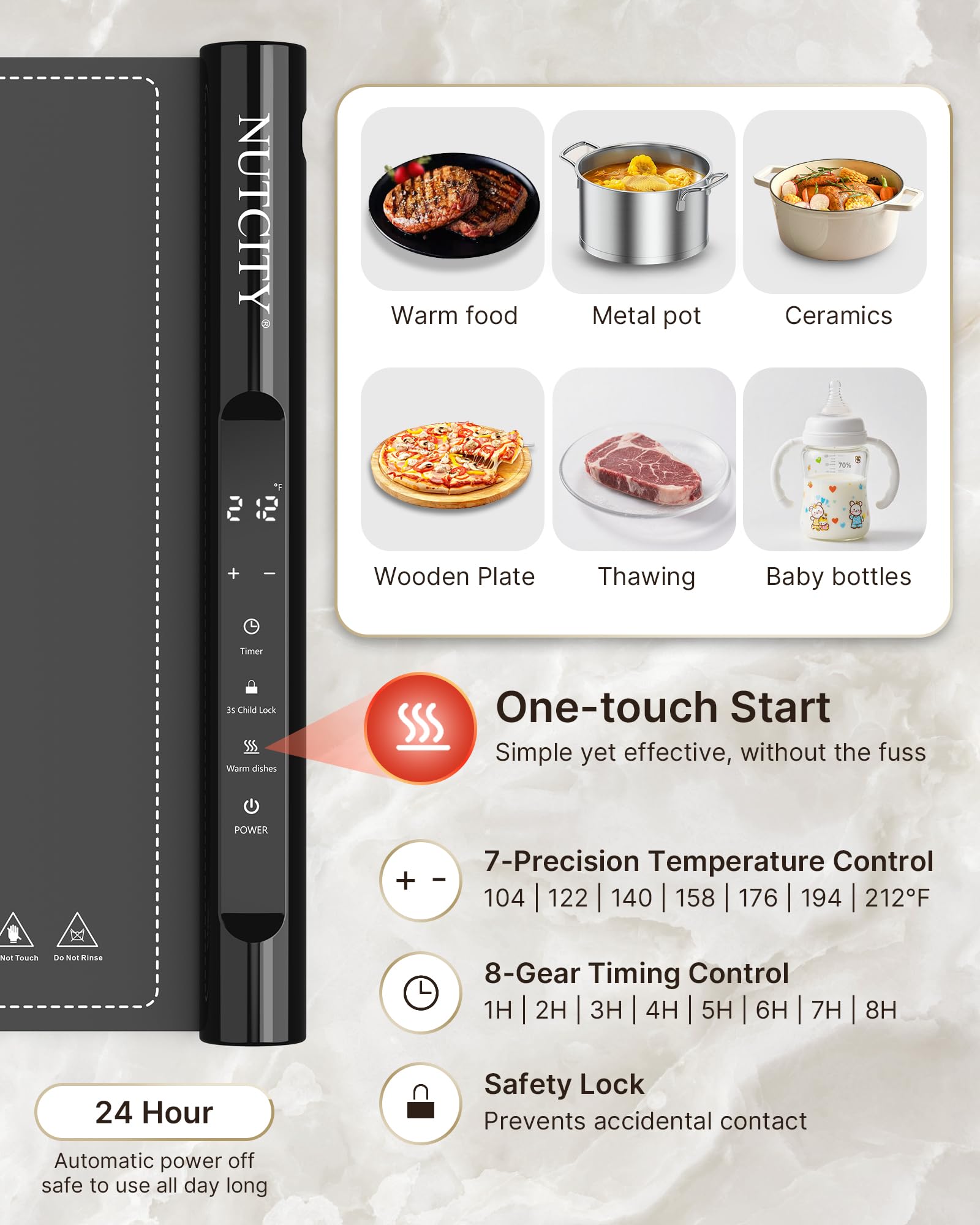 NUTCITY Extra-Large Electric Food Warming Mat with Timer