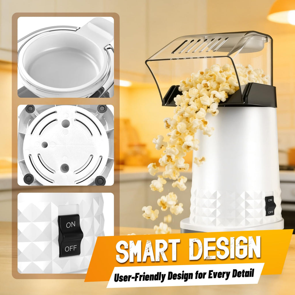 1200W Hot Air Popcorn Popper ETL Certified – Oil-Free Healthy Popcorn Maker Machine with 4.5 Quart Large Capacity, 2-Minute Fast Electric Popcorn Machine for Movie Night, Party, Snack