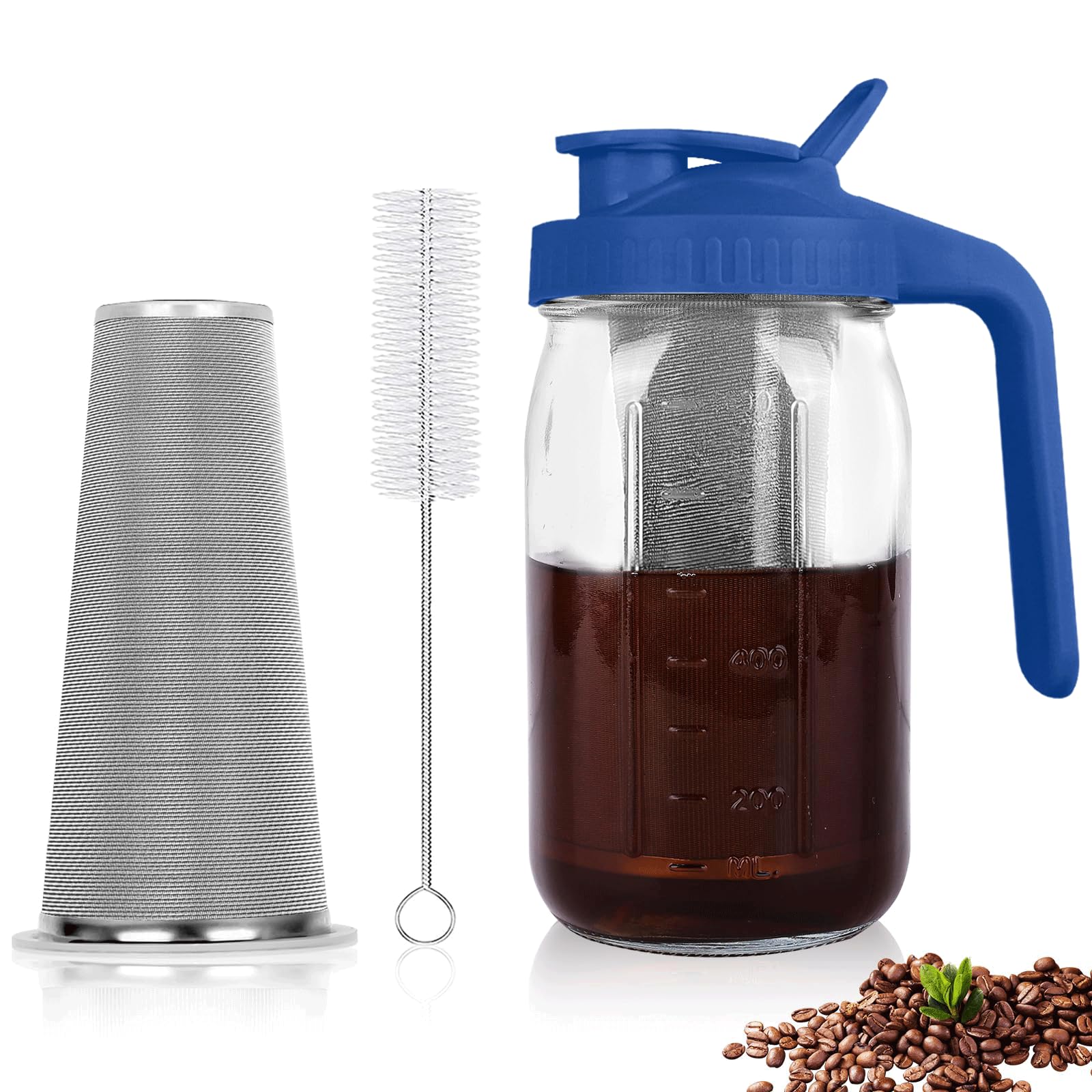 QHH 64-Oz Cold Brew Coffee Maker with Stainless Steel Filter