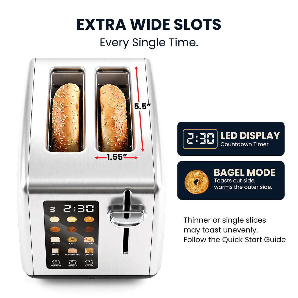 Elite Gourmet LCD Touch Toaster with 2 Extra-Wide Slots