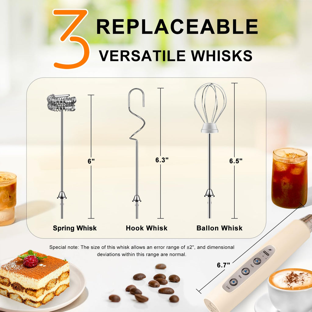 YUSWKO Rechargeable Handheld Milk Frother Wand for Coffee