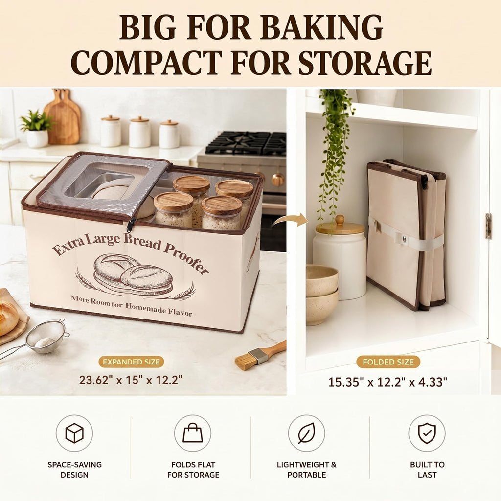 XL Bread Proofing Box Foldable Bread Proofer 23.6" Long Sourdough Warmer
