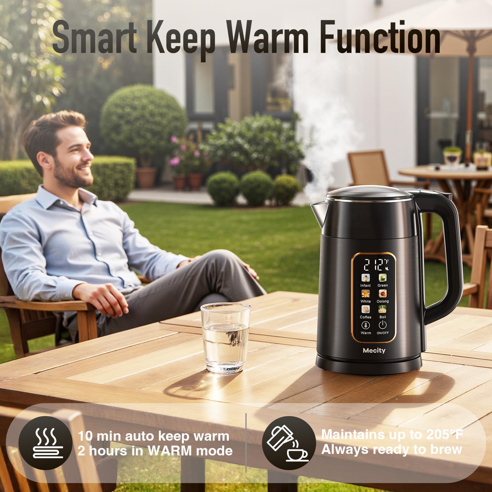 Mecity Electric Kettle 1.7 Liter Water Boiler with Temperature Control