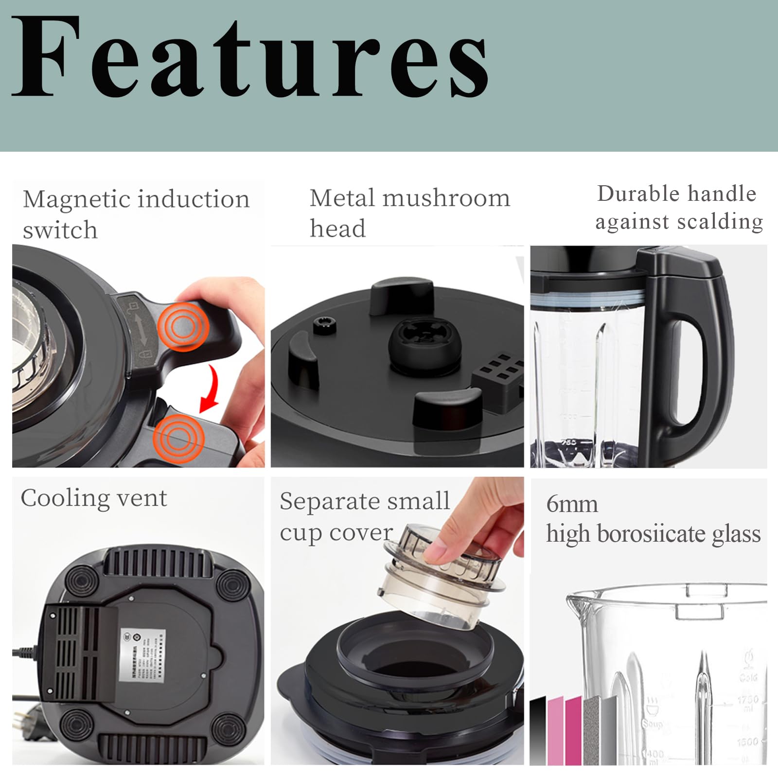 1200W Countertop Blender, Food Processor Hot Soup Maker with 9 Programs