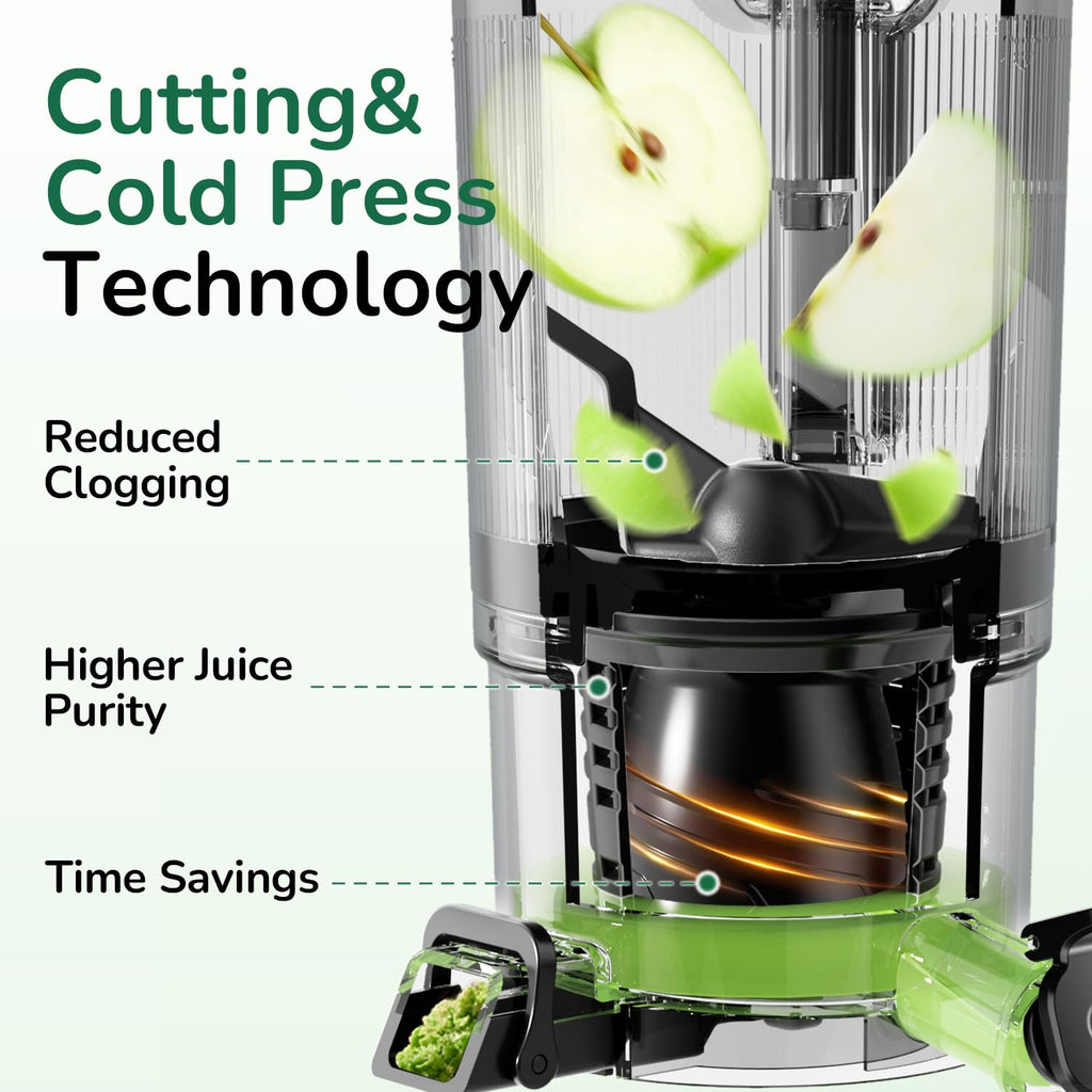 Canoly C16 Cold Press Juicer, 6" Extra Wide Feed Chute, 3-IN-1 Strainers (Juice & Sorbet & Nut Milk), Powerful AC Brushless Motor, Self Precut System, Juicer Machines with BPA-Free