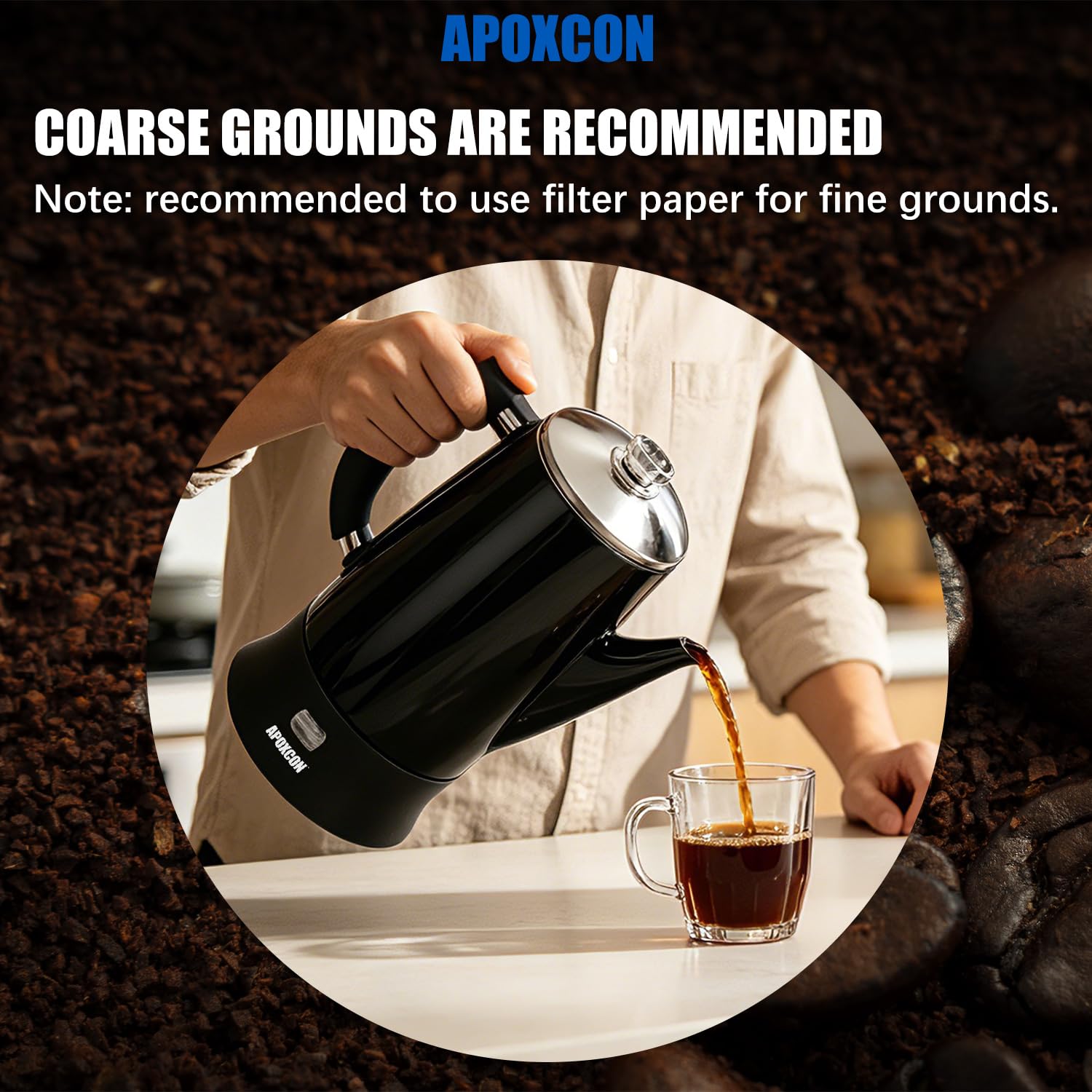 APOXCON All Stainless Steel Electric Coffee Percolator