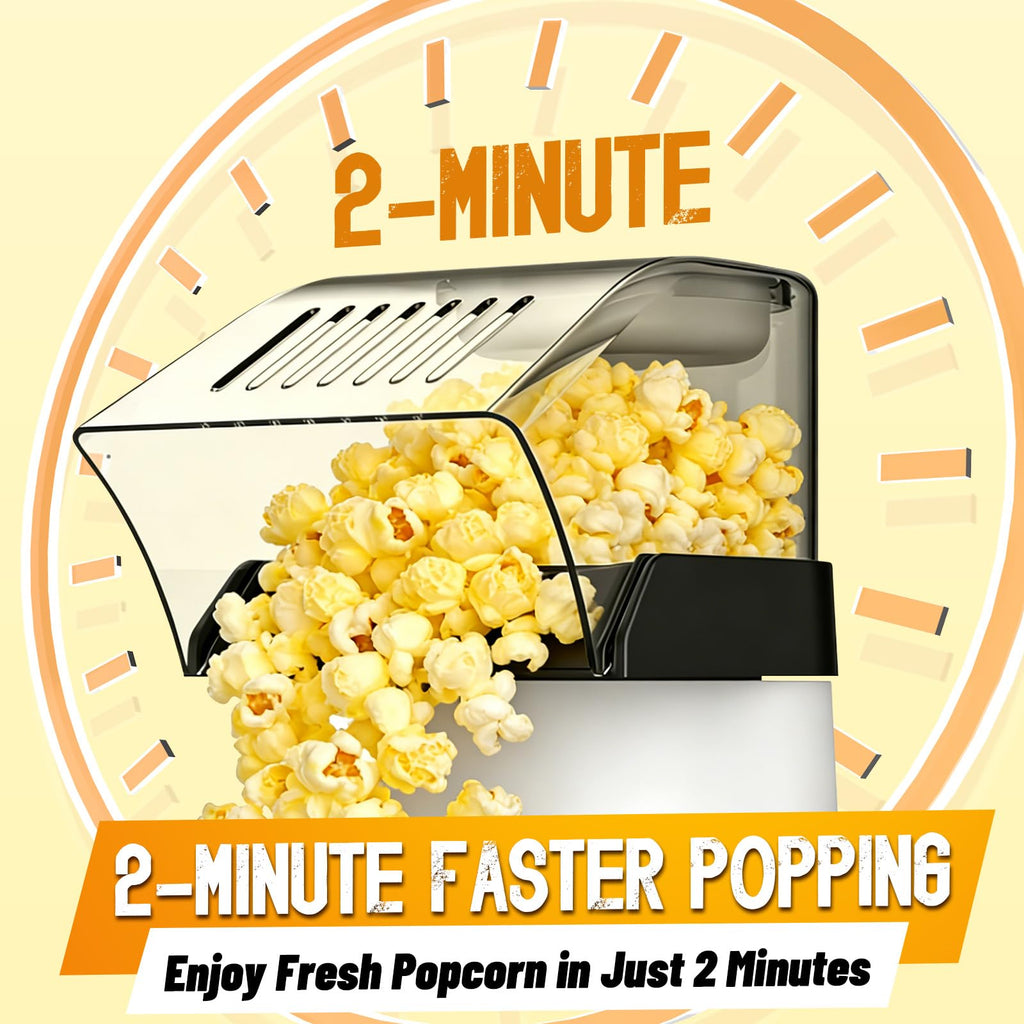 1200W Hot Air Popcorn Popper ETL Certified – Oil-Free Healthy Popcorn Maker Machine with 4.5 Quart Large Capacity, 2-Minute Fast Electric Popcorn Machine for Movie Night, Party, Snack