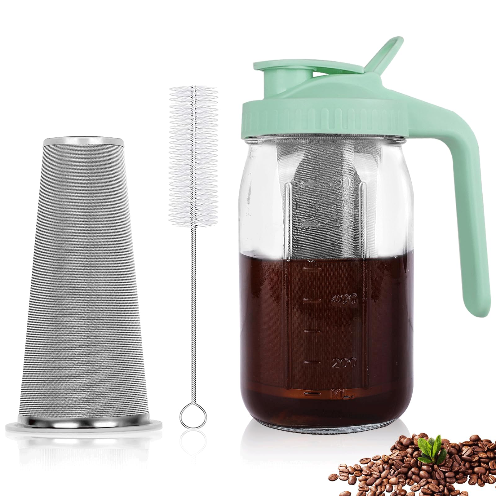 QHH 64-Oz Cold Brew Coffee Maker with Stainless Steel Filter