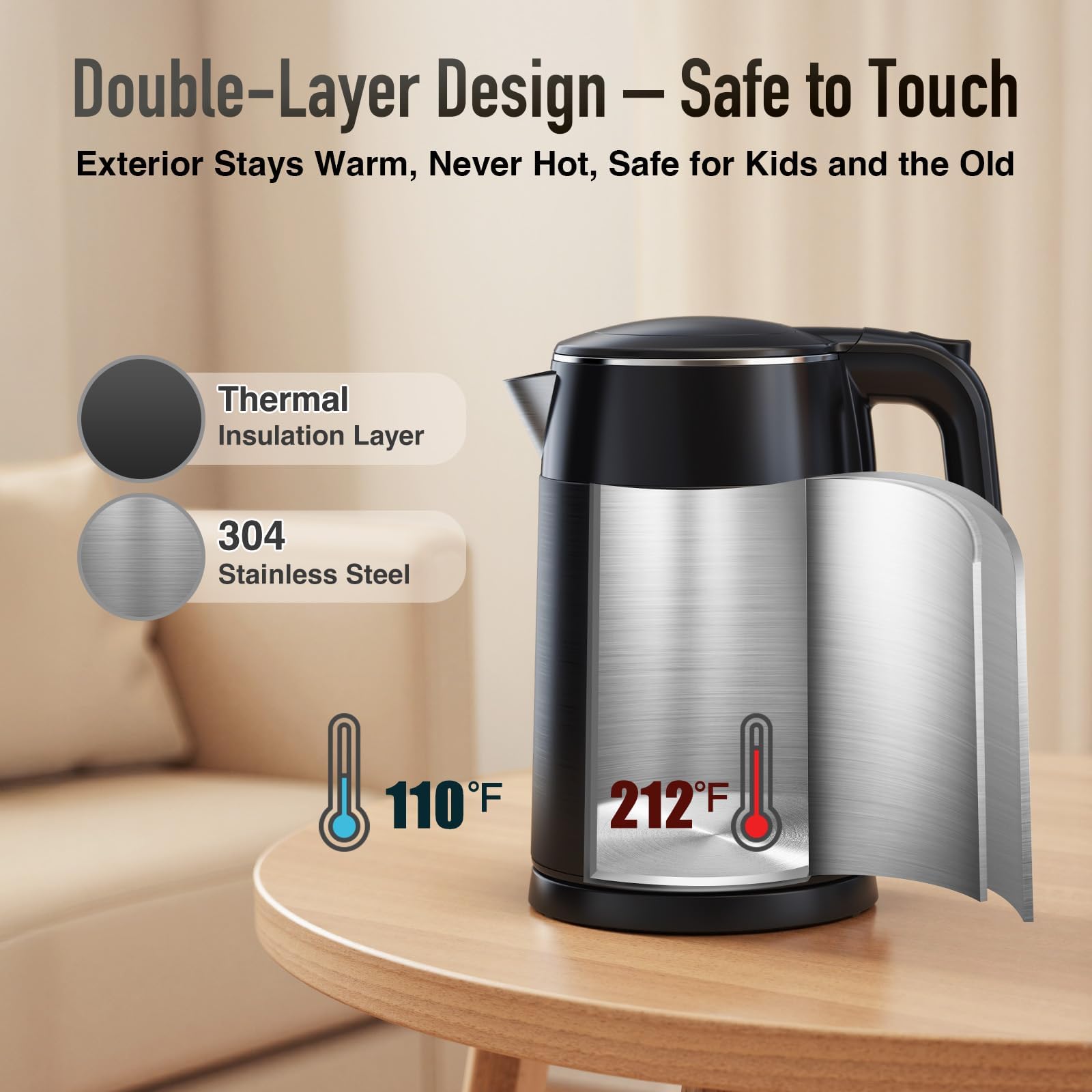 Mecity Electric Kettle 1.7 Liter Water Boiler with Temperature Control
