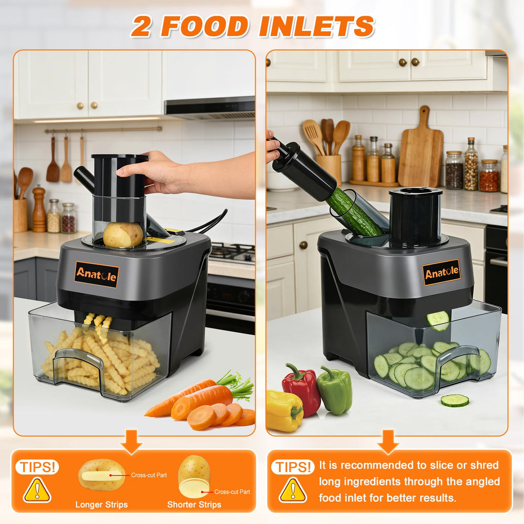 Anatole 6-In-1 Electric Commercial Food Processor Vegetable Chopper Dicer